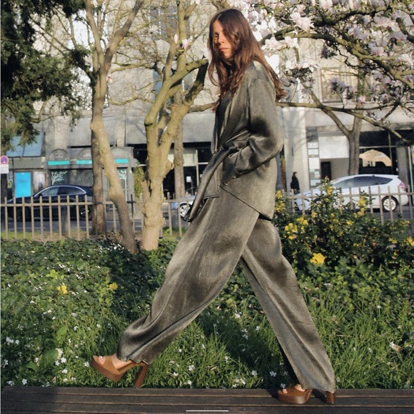 Zara Pants - NWT Zara luxurious satin effect wide leg pants